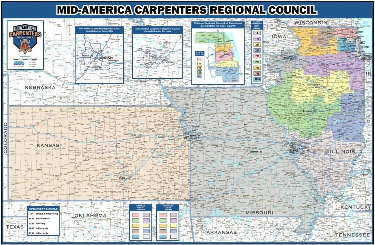 Mid-American Carpenters Regional Council map